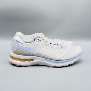 Asics Shoes Womens 9.5 White Gold Gel Nimbus 23 Running Cushion Athletic Sneaker